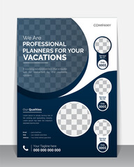Professional Travel flyer, Brochure, Leaflet design template, A4 modern Vector Flyer and Mock up Template layout of poster, flyer, brochure and banner report