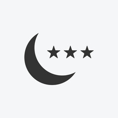 Moon and stars icon isolated flat design vector illustration.