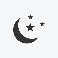 Moon and stars icon isolated flat design vector illustration.