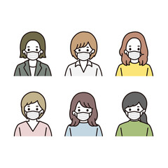 女性 アイコン マスク イラスト