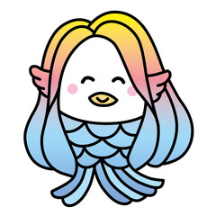 コロナ等の疫病が退散するというアマビエのベクターイラスト。