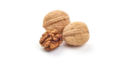 Walnuts, isolated on white background.