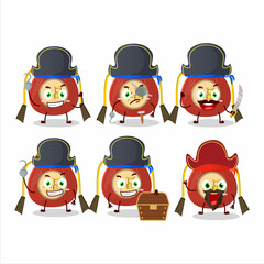 Cartoon character of red bag chinese with various pirates emoticons