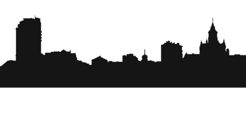 Silhouette of city black color on white background