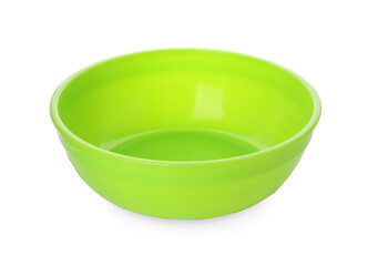 Plastic bowl on white background. Serving baby food