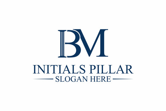 pillar logo, law firm, initial letter b/m. premium vector