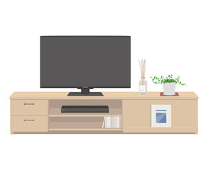 Vector illustration of TV cabinet isolated on background.	
