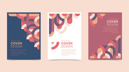 Set of retro geometric cover design template