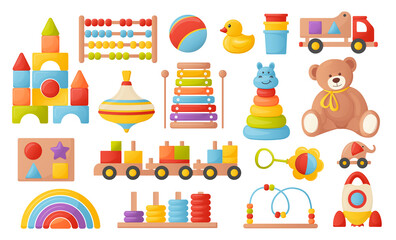 a set of colorful children's toys. vector illustrations with cartoon style.