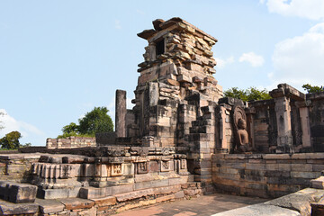 Naklejka premium Gupta Temple and Monastery 45 at ancient Buddhist monument . World Heritage Site, Sanchi, Madhya Pradesh, India