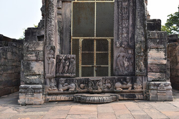 Fa√ßade of  bottom of Gupta Temple and Monastery 45. World Heritage Site, Sanchi, Madhya...