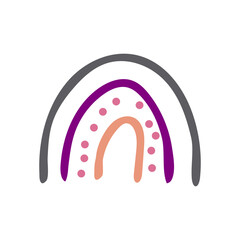 abstract rainbow hand drawn in boho style. trendy colors 2022. doodle. card, poster, icon, design decor element.