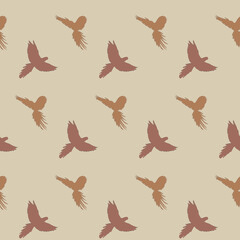 Vector seamless pattern, silhouette of flying birds.