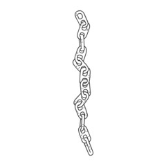 iron chain. Vector black white doodle sketch isolated illustration.