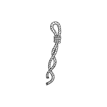 rope with loop. Vector black white doodle sketch isolated illustration.