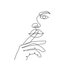 Abstract Woman Head Line Art Drawing. Abstract Female Head One Line Drawing for Wall Art, Fashion Prints, Posters. Art Sketch Print, Black And White Single Line Art, Feminine Poster. Vector EPS 10
