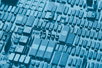 Obraz premium Electronic Integrated Circuits (IC) Board with Microchip of Digital Controller for Background.