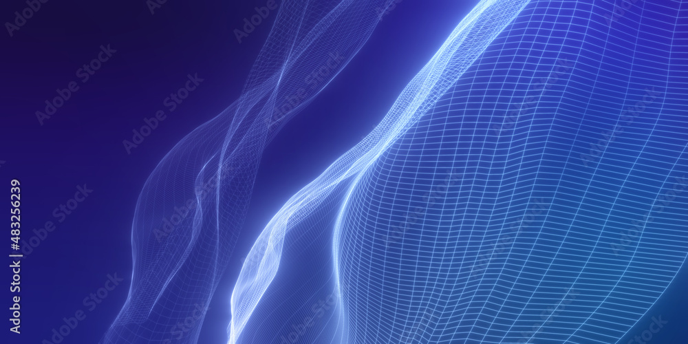 Poster abstract background. abstract wireframe waves. 3d render