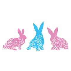 Vector Easter bunny. Template for printing. Illustration for design. Festive drawing for design.