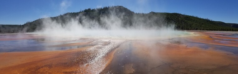 Grand Prismatic Spring and the clouds of steam around it, Yellowstone National Park