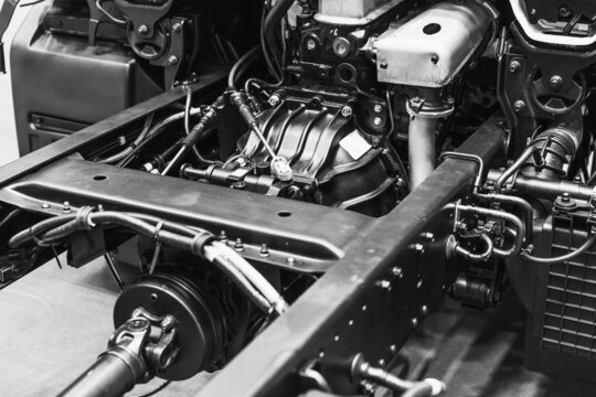 Truck car gear box inside under hood chassis clean new.