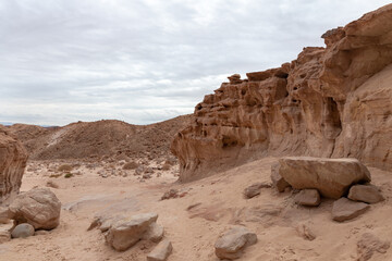Fototapeta premium Fantastically beautiful mountain nature in Timna National Park near Eilat, southern Israel.