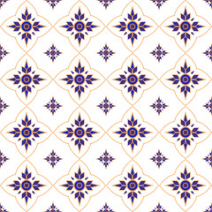 Blue, purple and orange seamless pattern. Texture for tile, scrapbooking, wrapping paper, textiles,  fabric, wallpaper, background, carpet, clothing. Traditional, Ethnic. Vector illustration.