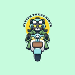 Illustration vector graphic of Kitten Tokyo Rider, good for logo design