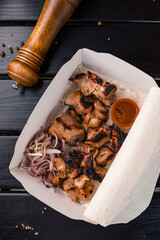 Grilled Pork Shish Kebab in Box Ready For Delivery