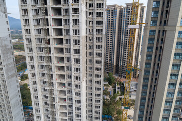 Naklejka premium Aerial view of apartment construction site in China