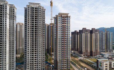 Fototapeta na wymiar Aerial view of apartment construction site in China