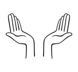 Obraz premium simple open hands outline