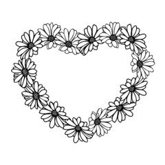 Daisy flower hearts frame for card or invite
