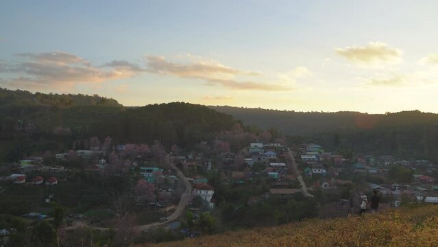 Ban Rong Kla village beautiful sunset mountain landscape Phitsanulok, Thailand.