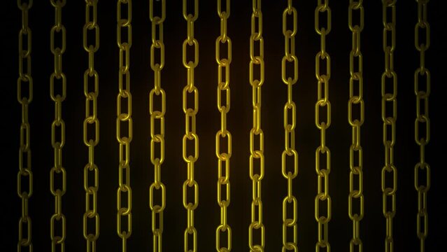 シンプルに回転する金色の鎖の列 ループ