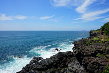 Fototapeta na wymiar a pathway at a seaside cliff