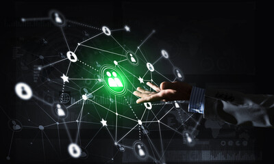 Presenting modern wireless technologies as means of communucation and networking on dark background