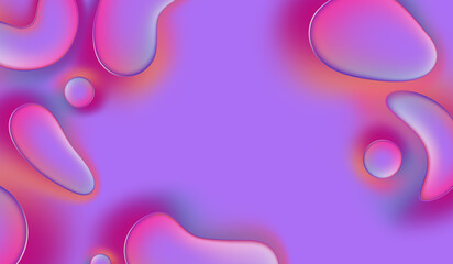 Trendy Violet Neumorphism style liquid plastic interface background. Soft, clear and simple futuristic Neo Morphism shape elements design. Free copy space for text. Colorful gradient.