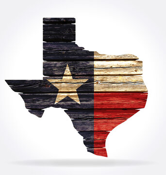texas tx state flag on map shape rustic old wood