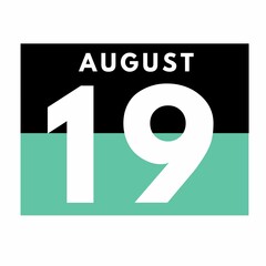 August 19 . Flat daily calendar icon .date ,day, month .calendar for the month of August