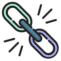 Vector link filled line icon, link and connection 64x64 Pixel, white background