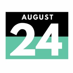 August 24 . Flat daily calendar icon .date ,day, month .calendar for the month of August