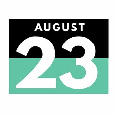 August 23 . Flat daily calendar icon .date ,day, month .calendar for the month of August