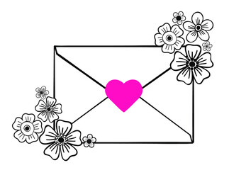 Love message with flowers. Paper letter with a declaration of love.