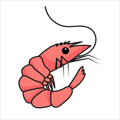 Shrimp in doodle style. Vector graphics.
