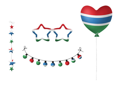 Festival clip art in colors of national flag on white background. Gambia - Powered by Adobe