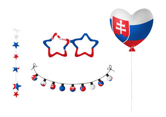 Obraz premium Festival clip art in colors of national flag on white background. Slovakia
