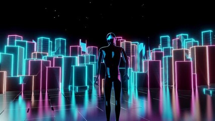 3d render a person wearing vr glasses and transitions into the digital metaverse world - Powered by Adobe