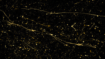 Gold Glitter Texture Isolated on Black Background. Golden Splash Silhouette. Amber Particles Color. Sparkles Rain. Vector Illustration, Eps 10.