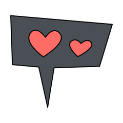 Valentine's Day lable love heart doodle vector illustrations colored hand drawn	
